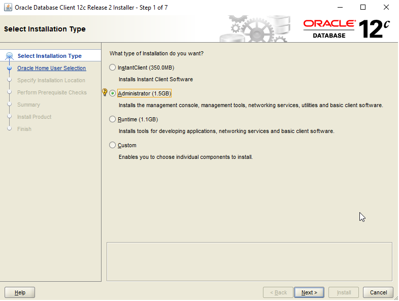 Step 1 Oracle Client Install