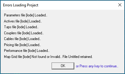 Load Project Errors