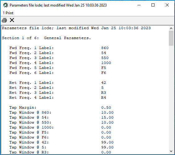 Print Specs Report